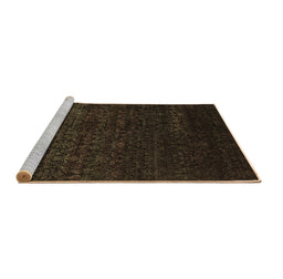 Sideview of Machine Washable Abstract Brown Contemporary Rug, wshcon1485brn