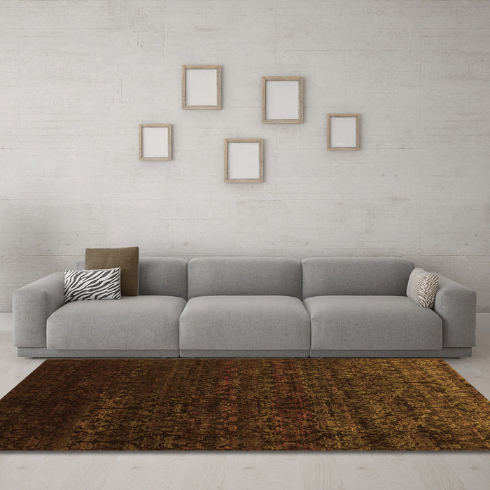 Machine Washable Abstract Orange Contemporary Area Rugs in a Living Room, wshcon1485org