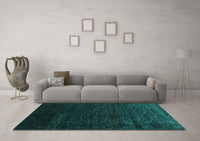 Machine Washable Abstract Turquoise Contemporary Rug, wshcon1485turq