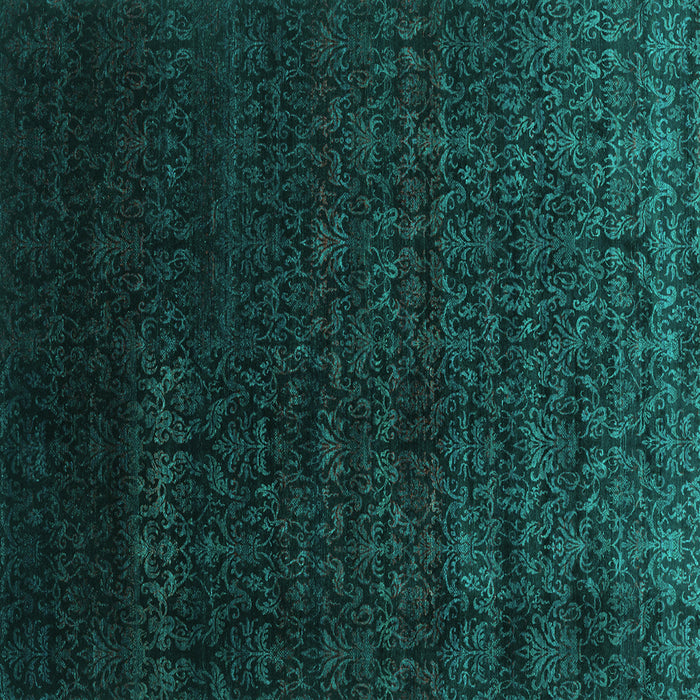 Square Machine Washable Abstract Turquoise Contemporary Area Rugs, wshcon1485turq