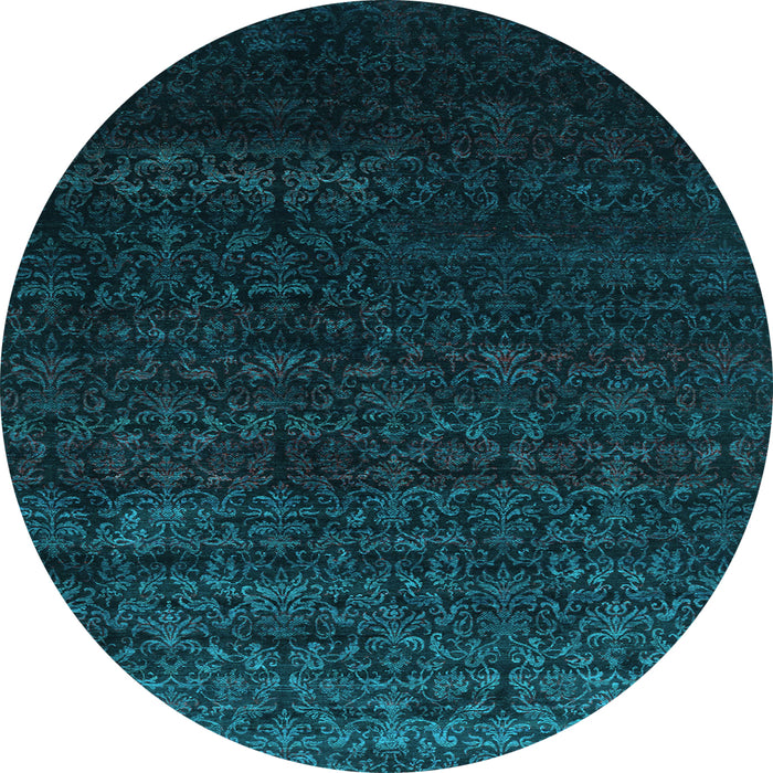Round Abstract Light Blue Contemporary Rug, con1485lblu