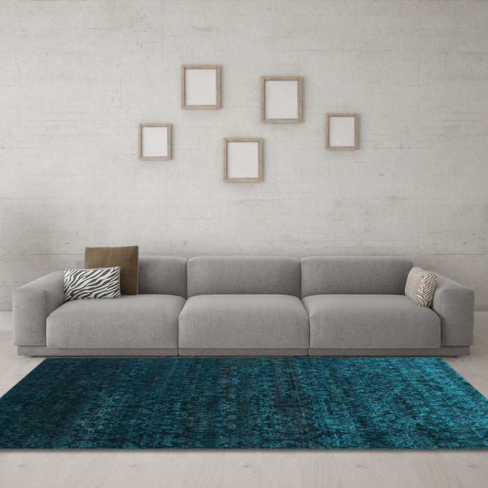 Machine Washable Abstract Light Blue Contemporary Rug in a Living Room, wshcon1485lblu