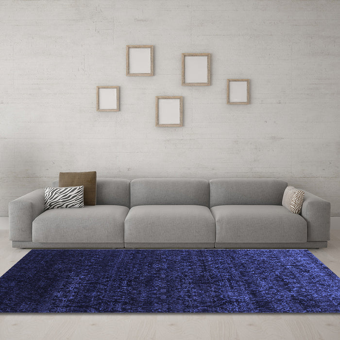 Machine Washable Abstract Blue Contemporary Rug in a Living Room, wshcon1485blu