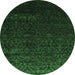 Round Abstract Emerald Green Contemporary Rug, con1485emgrn