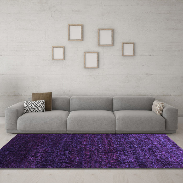 Machine Washable Abstract Purple Contemporary Area Rugs in a Living Room, wshcon1485pur