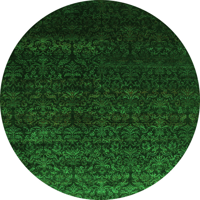 Square Abstract Green Contemporary Rug, con1485grn