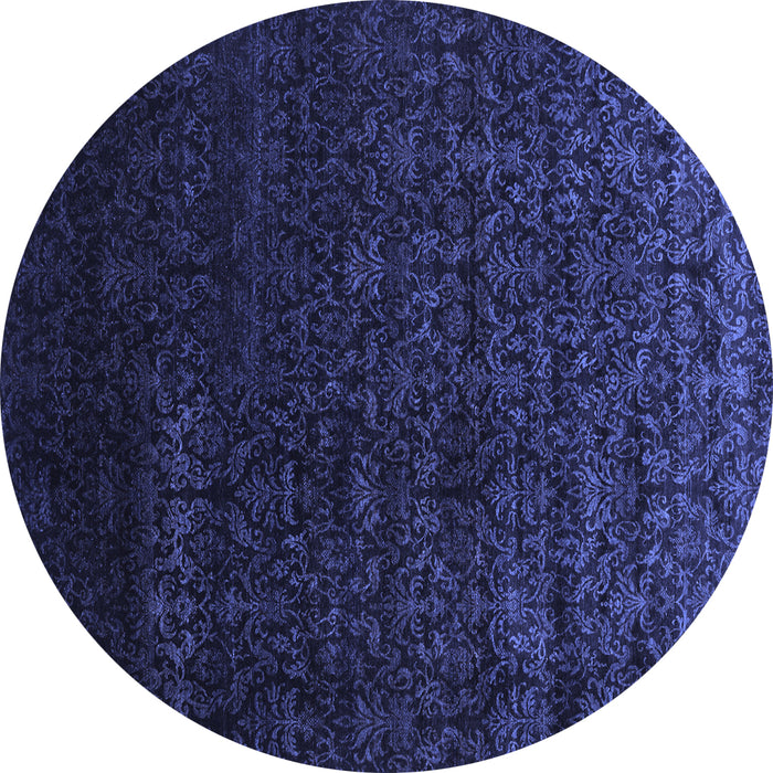 Round Abstract Blue Contemporary Rug, con1485blu