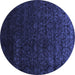 Round Abstract Blue Contemporary Rug, con1485blu