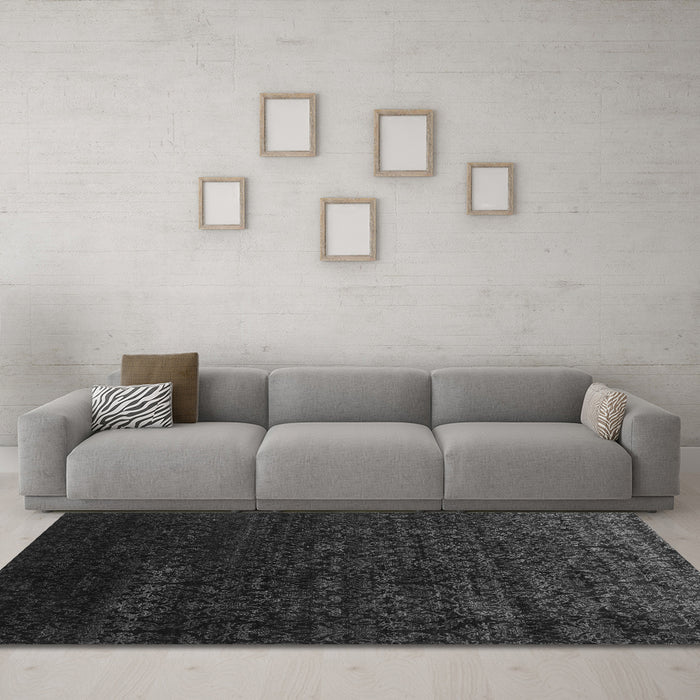 Machine Washable Abstract Gray Contemporary Rug in a Living Room,, wshcon1485gry
