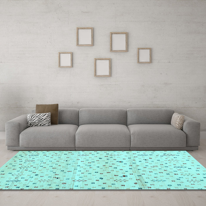 Machine Washable Solid Light Blue Modern Rug in a Living Room, wshcon1486lblu