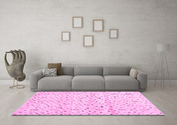 Machine Washable Solid Pink Modern Rug in a Living Room, wshcon1486pnk