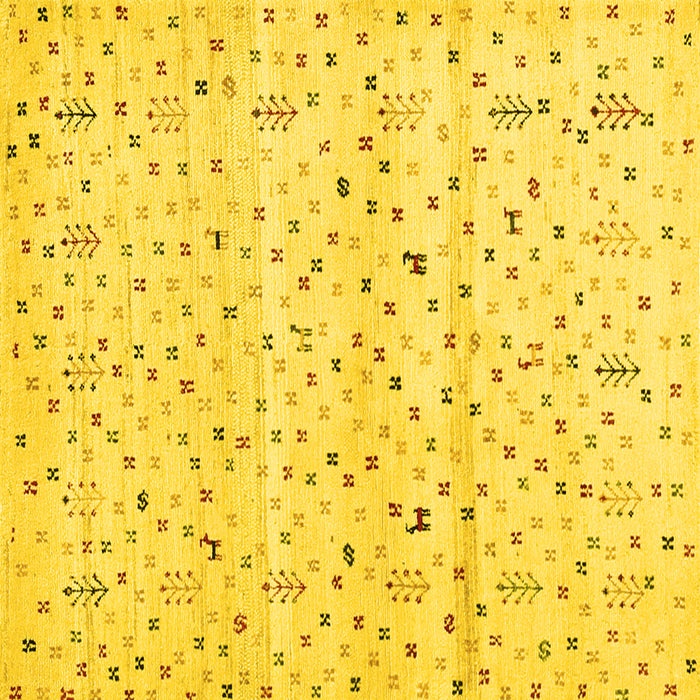 Square Machine Washable Solid Yellow Modern Rug, wshcon1486yw