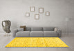 Machine Washable Solid Yellow Modern Rug in a Living Room, wshcon1486yw