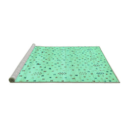 Sideview of Machine Washable Solid Turquoise Modern Area Rugs, wshcon1486turq