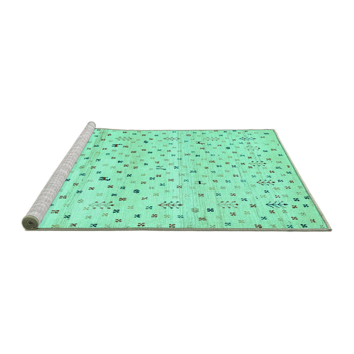 Sideview of Machine Washable Solid Turquoise Modern Area Rugs, wshcon1486turq