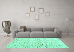 Machine Washable Solid Turquoise Modern Area Rugs in a Living Room,, wshcon1486turq