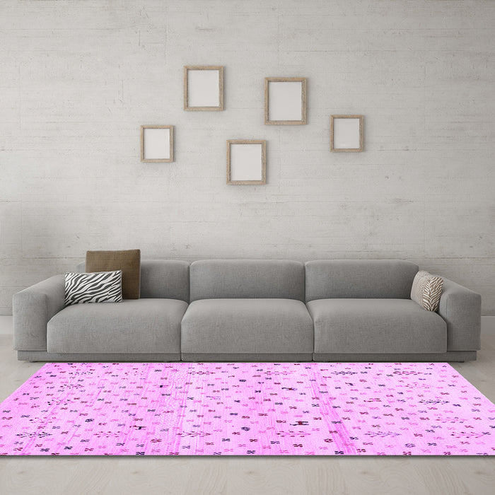 Machine Washable Solid Purple Modern Area Rugs in a Living Room, wshcon1486pur