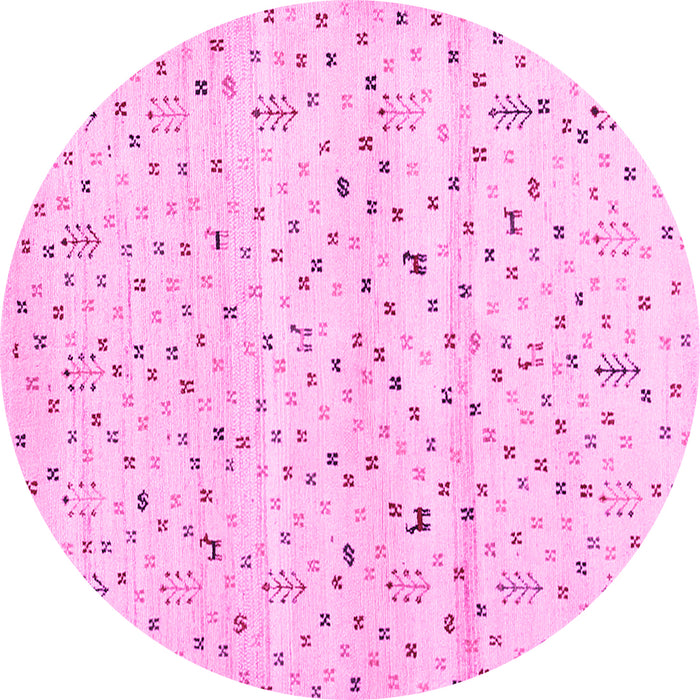 Round Machine Washable Solid Pink Modern Rug, wshcon1486pnk