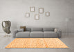 Machine Washable Solid Orange Modern Area Rugs in a Living Room, wshcon1486org