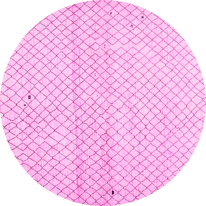 Round Machine Washable Solid Pink Modern Rug, wshcon1487pnk