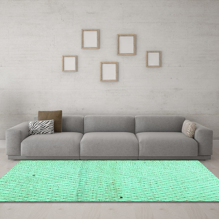 Machine Washable Solid Turquoise Modern Area Rugs in a Living Room,, wshcon1487turq