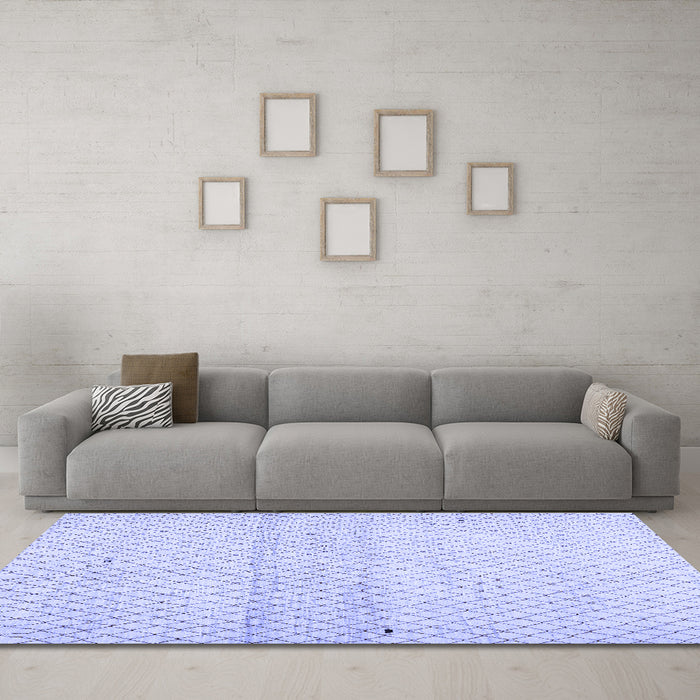 Machine Washable Solid Blue Modern Rug in a Living Room, wshcon1487blu