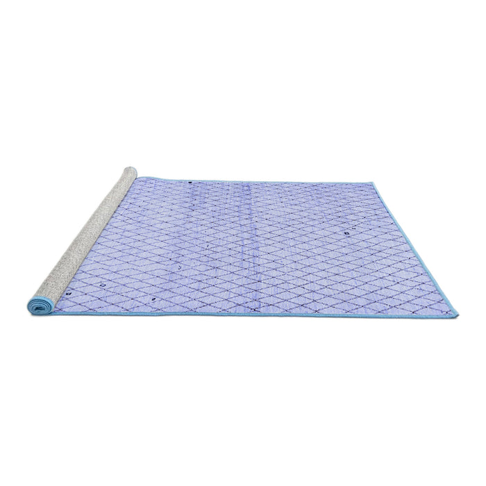 Sideview of Machine Washable Solid Blue Modern Rug, wshcon1487blu