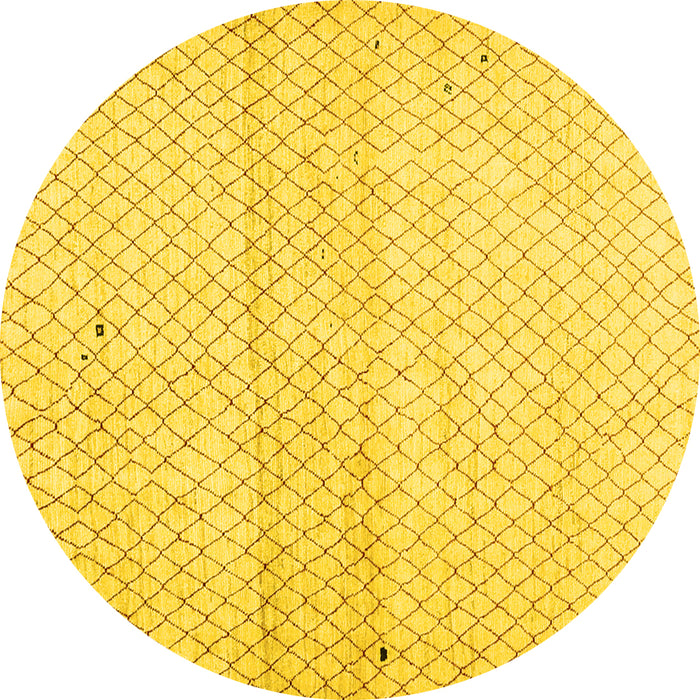 Round Solid Yellow Modern Rug, con1487yw