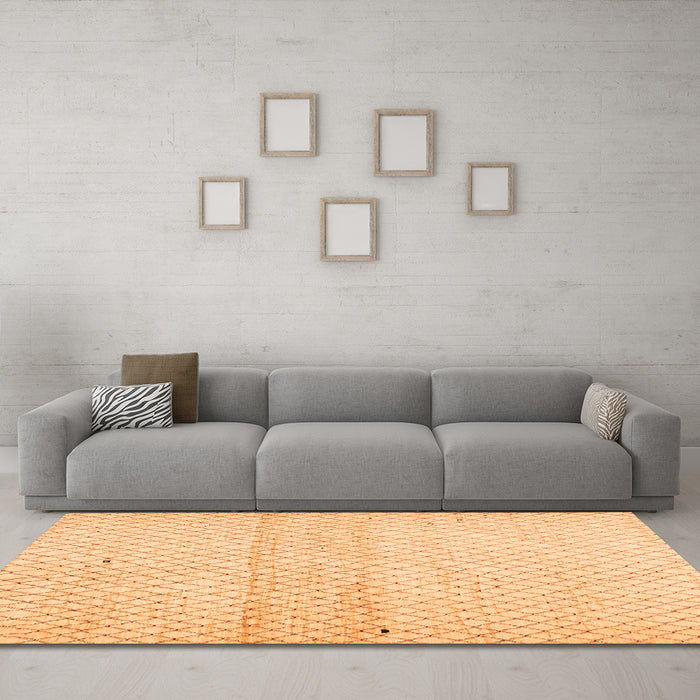 Machine Washable Solid Orange Modern Area Rugs in a Living Room, wshcon1487org