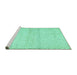 Sideview of Machine Washable Solid Turquoise Modern Area Rugs, wshcon1487turq