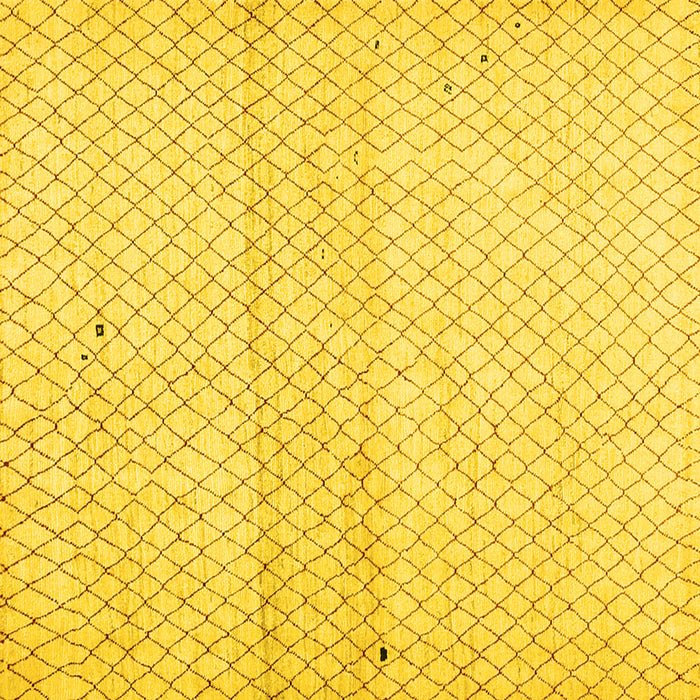Square Machine Washable Solid Yellow Modern Rug, wshcon1487yw