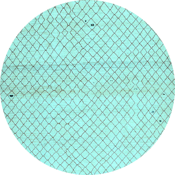 Round Machine Washable Solid Light Blue Modern Rug, wshcon1487lblu