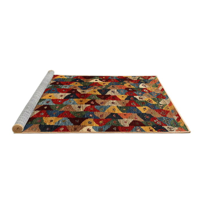 Serging Thickness of Machine Washable Contemporary Saffron Red Rug, wshcon1488