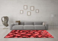 Machine Washable Abstract Red Contemporary Rug, wshcon1488red