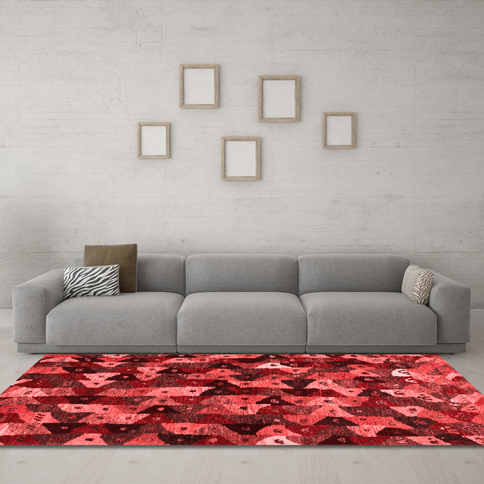 Contemporary Red Washable Rugs