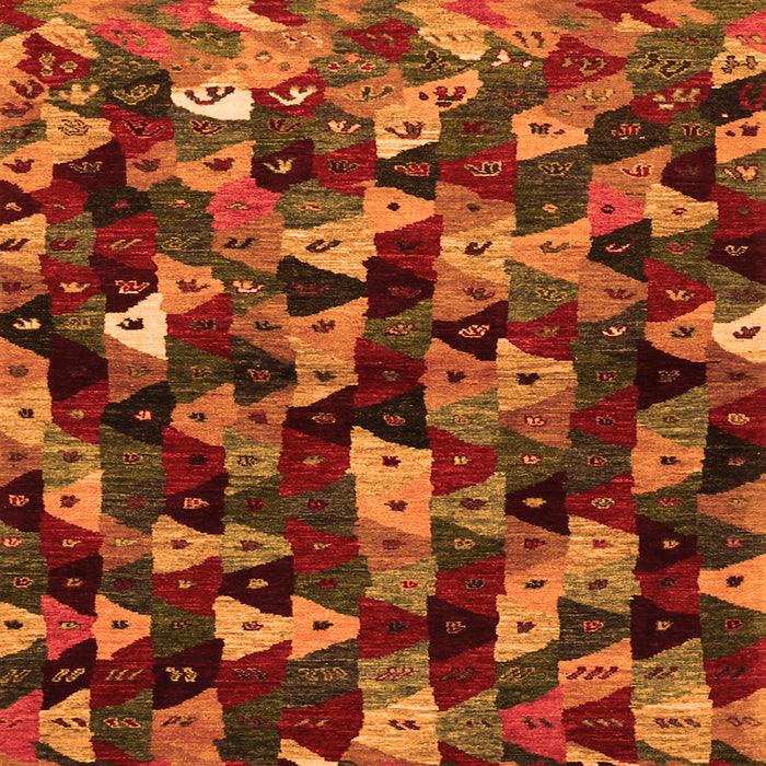 Round Machine Washable Abstract Orange Contemporary Area Rugs, wshcon1488org
