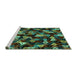 Sideview of Machine Washable Abstract Turquoise Contemporary Area Rugs, wshcon1488turq