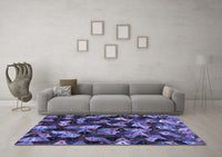 Machine Washable Abstract Blue Contemporary Rug, wshcon1488blu