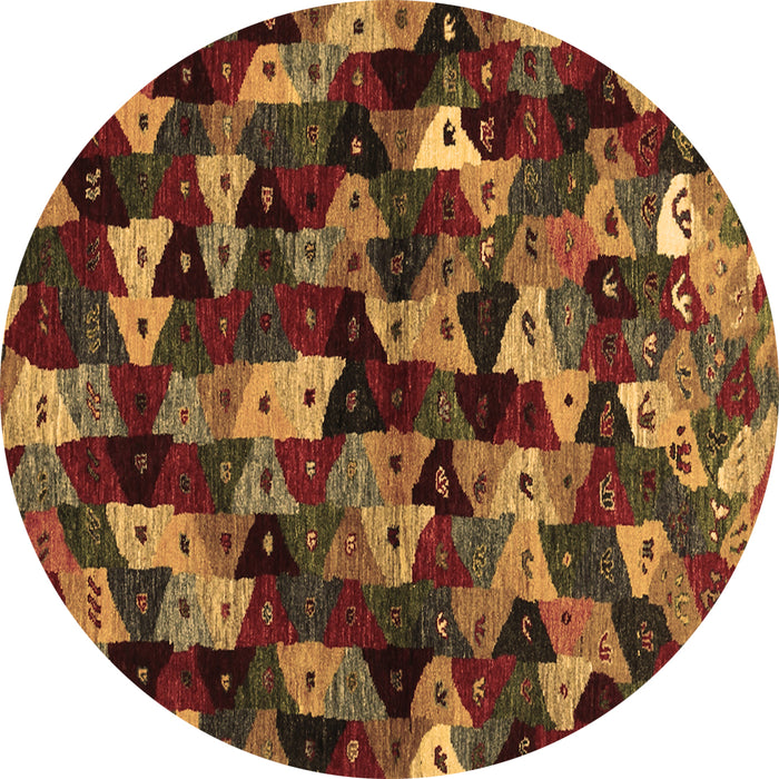 Round Abstract Brown Contemporary Rug, con1488brn