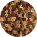 Round Abstract Brown Contemporary Rug, con1488brn