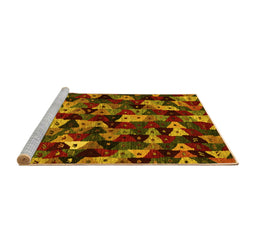 Sideview of Machine Washable Abstract Yellow Contemporary Rug, wshcon1488yw