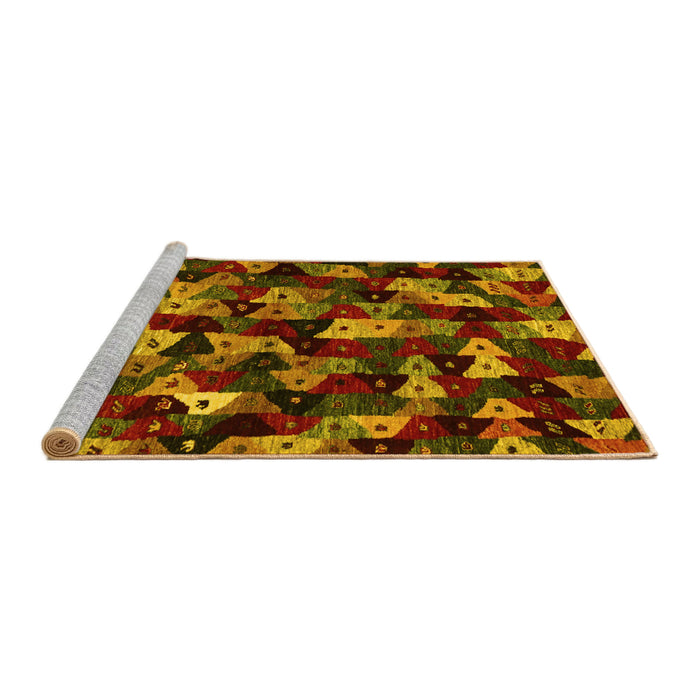 Sideview of Machine Washable Abstract Yellow Contemporary Rug, wshcon1488yw