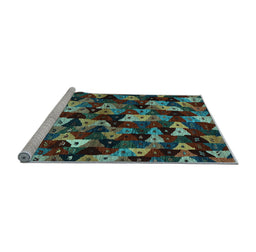 Sideview of Machine Washable Abstract Light Blue Contemporary Rug, wshcon1488lblu