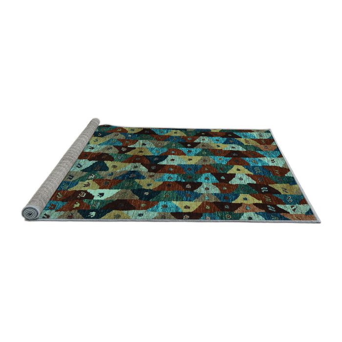 Sideview of Machine Washable Abstract Light Blue Contemporary Rug, wshcon1488lblu