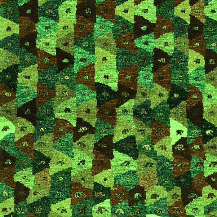 Serging Thickness of Machine Washable Abstract Green Contemporary Area Rugs, wshcon1488grn