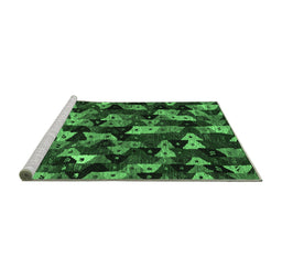 Sideview of Machine Washable Abstract Emerald Green Contemporary Area Rugs, wshcon1488emgrn