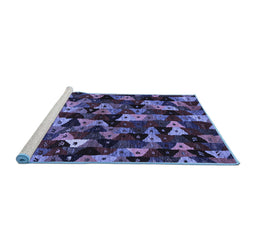 Sideview of Machine Washable Abstract Blue Contemporary Rug, wshcon1488blu