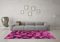 Machine Washable Abstract Pink Contemporary Rug, wshcon1488pnk