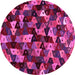 Round Machine Washable Abstract Pink Contemporary Rug, wshcon1488pnk