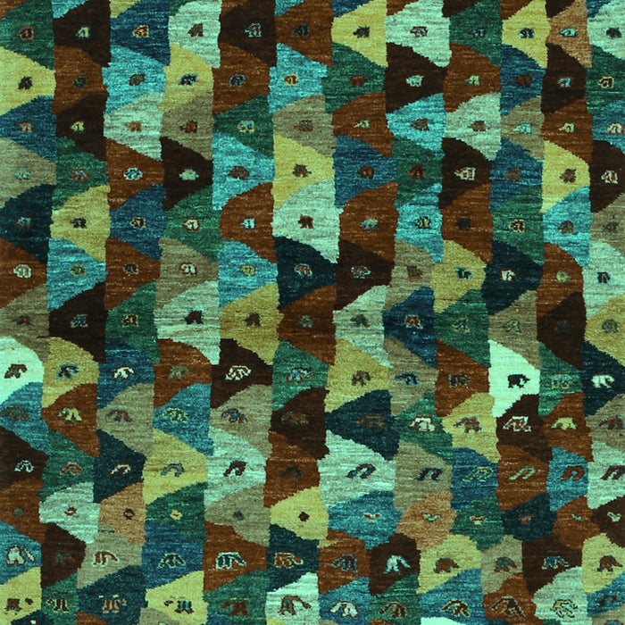 Machine Washable Abstract Turquoise Contemporary Area Rugs, wshcon1488turq